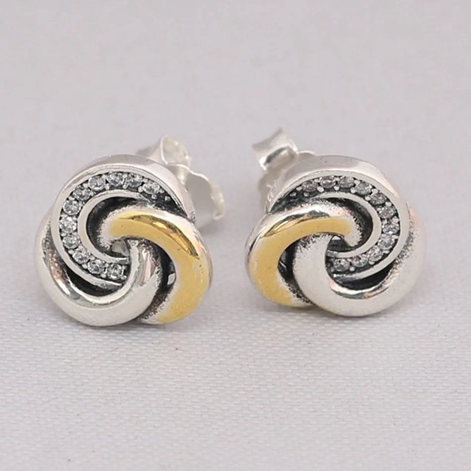 Подлинные 925 пробы серебряные серьги, соединенные кругами, сережки-гвоздики с кристаллами для женщин, свадебные ювелирные изделия для девушек