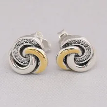 Подлинные 925 пробы серебряные серьги, соединенные кругами, сережки-гвоздики с кристаллами для женщин, свадебные ювелирные изделия для девушек