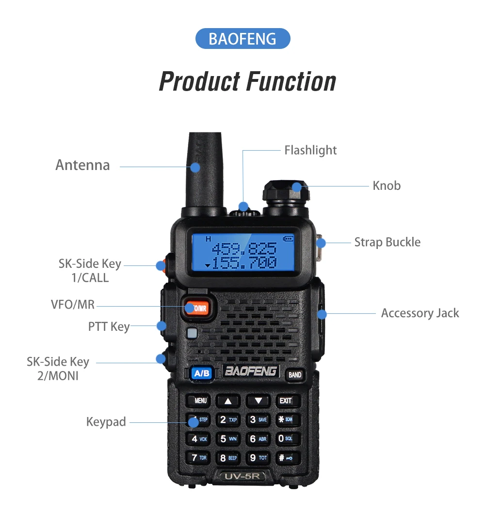 Original baofeng uv-5r walkie talkie 5w 128ch