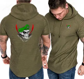 

U.S. green beret skull Print Hoodies Fashion Men Short Sleeve Casual Thin Hoodie hip hop Tracksuit Hoody Casual Sweatshirts