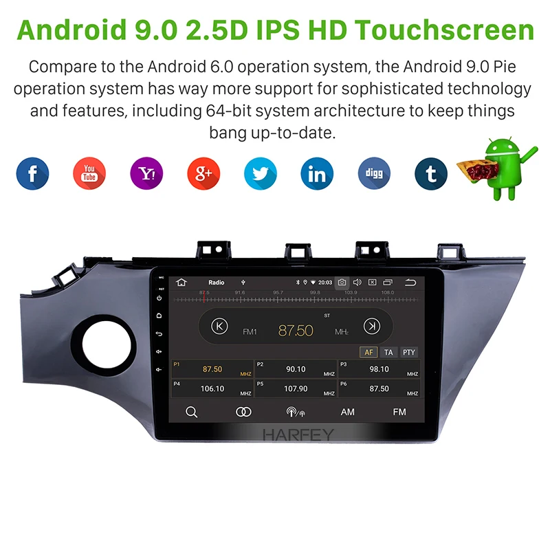 Harfey ram 4G rom 32G 8 core android 9,0 Автомобильный мультимедийный плеер для kia k2 rio автомобильный Радио gps поддержка 4G WiFi USB RDS
