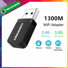 Mini adaptateur Wifi 1300Mbps, USB 3.0, double bande, 5 go/2.4 go, sans fil, AC, dongle antenne, pour ordinateur de bureau et portable