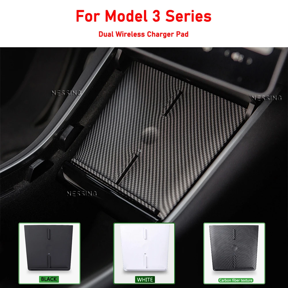 Dual Qi Беспроводное зарядное устройство Pad для Tesla Model 3 Автомобильный телефон USB
