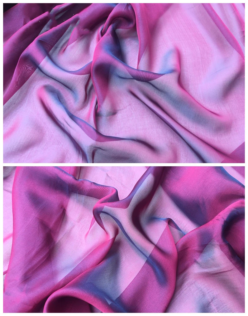 1 meter yarn-dyed chiffon fabric for sewing 8 mm blended silk and rayon width 55 inches thin and transparent soft shinning DIY