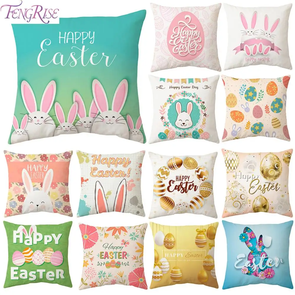 

New Easter Rabbit Cushion Cover Party Easter Decoration Bunny Rabbit Eggs Happy Easter Decoration For Home Sofa Party Supplies