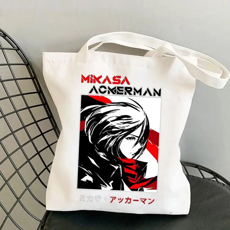 

Attack on Titan Mikasa i- Anime Shopping Bags Girls Boys Tote Shopper Bag Shingeki No Kyojin Shoulder Bag