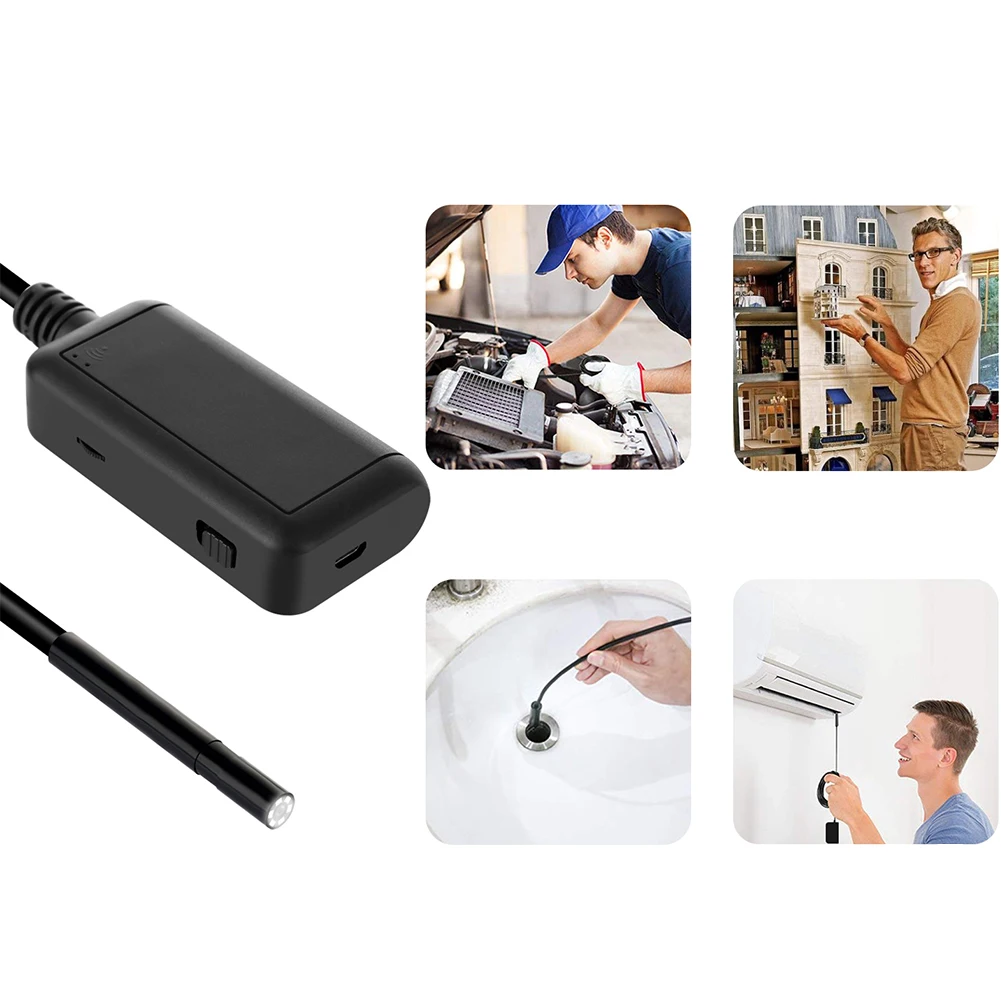 Long View Range Auto Wireless Borescope Semi Rigid Car Inspection Camera Endoscope HD WIFI Tool Rep