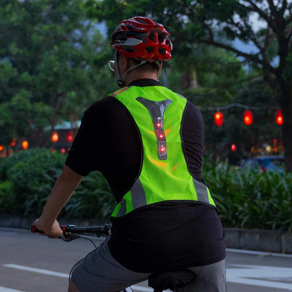 

LED Running Vest Outdoor Safety Jogging Adjustable Breathable Visibility Reflective LED Safety Vest Lights Reflector Stripes