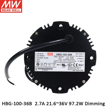 

MEAN WELL HBG-100-36B 97W 2.7A 21.6~36V Constant Current Dimming LED Driver Circular bay/Stage/spot light Power Supply Dimmable