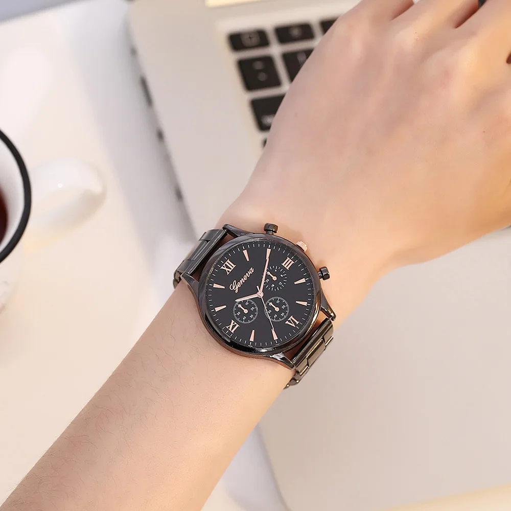 

AliExpress Hot Sales Men Fashion Creative Fake Three-Eyed Steel Belt Quartz Watch Students Watch Wrist Watch