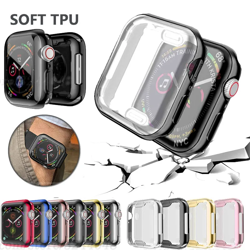 Watch Cover case For Apple Watch series 6 5 4 3 2 1 case 42mm 38m 40mm 44mm Slim TPU case Screen Protector for iWatch 6 5 4 44mm afbeelding
