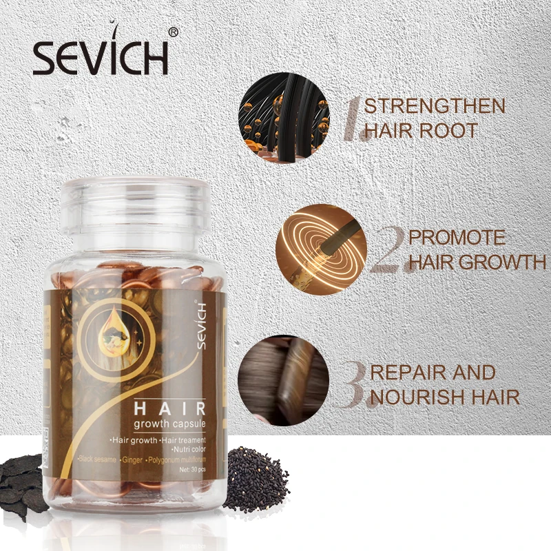 Sevich 30PCS/Bottle Ginger Hair Growth Capsule Nourishing Treatment Hair Loss Polygonum multiflorum Serum Help Hair Blackening