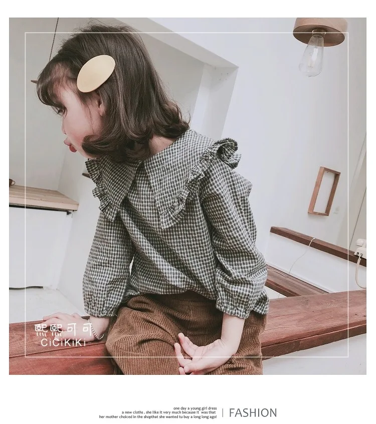 

Girls Plaid Shirt Little Girl Korean-style Western Style Small CHILDREN'S GIRL'S Shirt Children Autumn Shirt