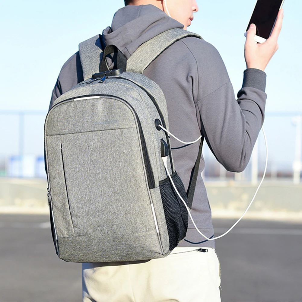 Мужской рюкзак для ноутбука с защитой от кражи, большой емкости, сумка для ноутбука с несколькими карманами, светоотражающий ремешок, usb-порт для зарядки, Регулируемый полиэстер