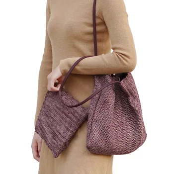 

New Women's Winter Concise Cottonfabric Elegant Handbag Vintage Soft Shoulder Tote Bag Set for Women &Girls Fashion