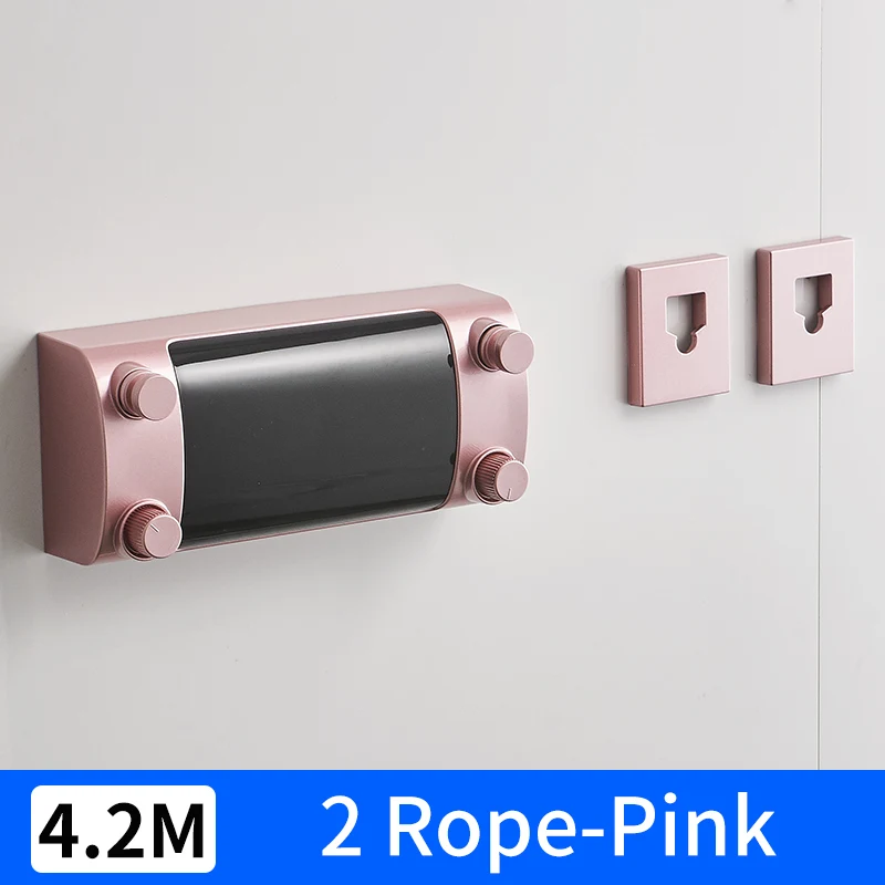 Выдвижная Веревка для белья домашняя уличная сушилка для одежды ABS пластик балкон невидимая одежда вешалка для белья Сушилка двойная веревка - Цвет: 2 Rope-Pink
