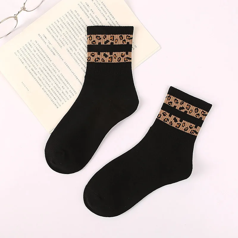 Женские носки с леопардовым узором Harajuku, модные хлопковые носки без пятки, женские повседневные Забавные милые женские носки Meias - Цвет: 1