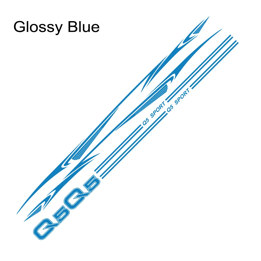 Glossy Blue 2 шт. для Audi Q5 наклейки для боковой двери автомобиля виниловая пленка авто Спорт Гонки наклейки светоотражающие украшение Стайлинг Тюнинг автомобиля аксессуары - Название цвета: Glossy Blue
