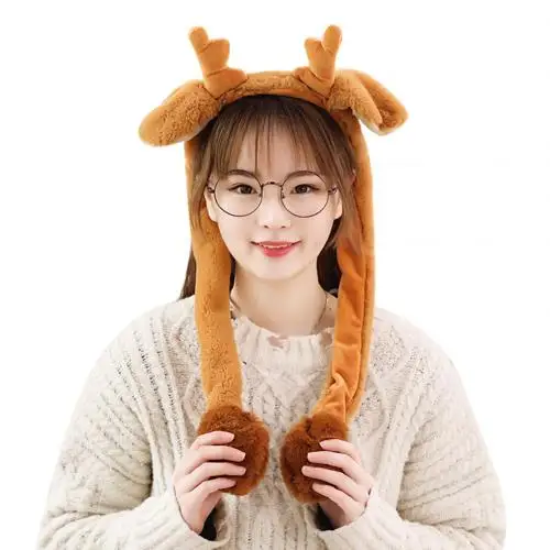 Giraffe Встряхивание того же абзаца, защемление ушей, подвижная шапка, кроличьи ушки, милый олень, щенок, котенок, шапочка - Цвет: Giraffe