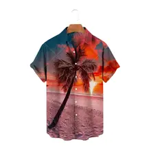 

New Hawaiian Shirt Summer Sunset Beach Style Unisex Shirt Fashion Casual Short Sleeve Loose Comfortable Breathable Shirt Tops