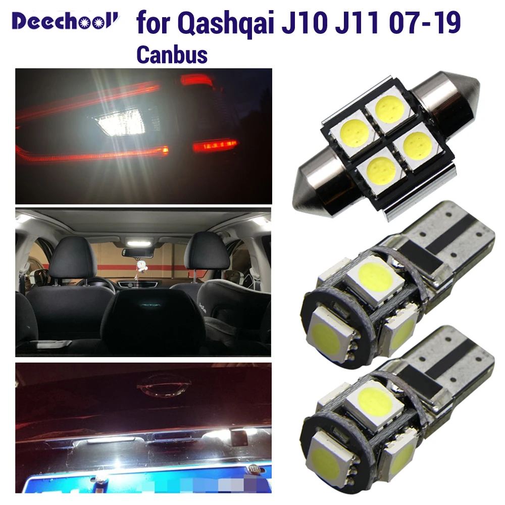 Luces De Marcha Atrás Canbus Para Nissan Fo Qashqai J10 J11 2007-2019, Lámpara Led Para Matrícula, Bombillas Interiores Para Techo, Mapa, Luz De Techo