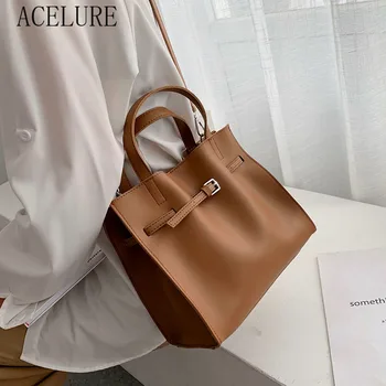 

ACELURE Solid Color PU Leather Shoulder Bags for Women High Capacity Handbags and Purses Business Elegant Lady Travel Hand Bag
