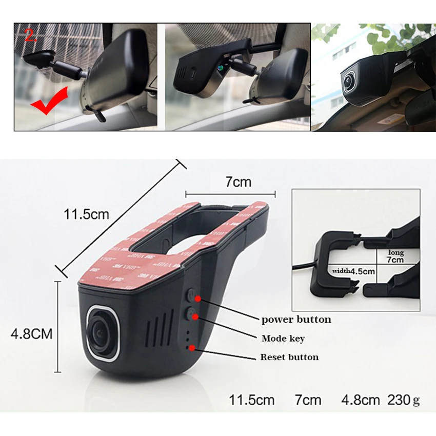 1 Car Hidden 1080P Wifi Recorder Dash Cam Camera
