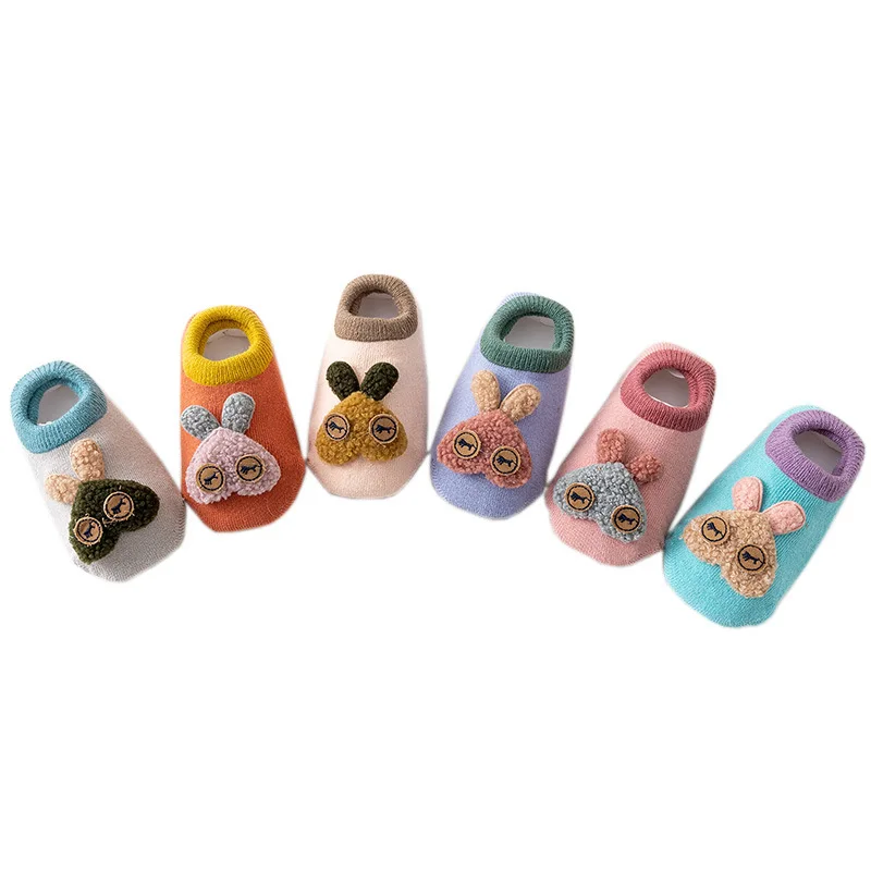 

Children's Boat Socks Autumn Winter Non-slip Wool Ring Thickened Rabbit Version Baby Floor Socks Shoes Baby Socks Cotton