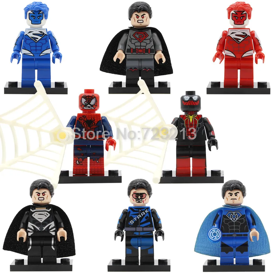 

Super Hero Blue Red Son Superman Figure Racing Suit Tony Zombie Spiderman Super Man Building Blocks Set Model Brick Toys