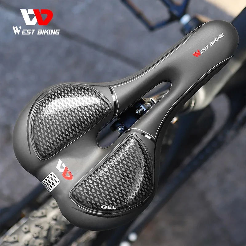 Велосипедное седло WEST BIKING дышащее ударопрочное амортизирующее удобное из геля и