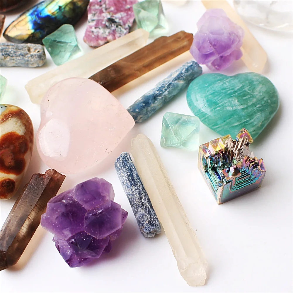 15 видов кристаллического кварца обелиска и образцы ископаемые минералы аммонита