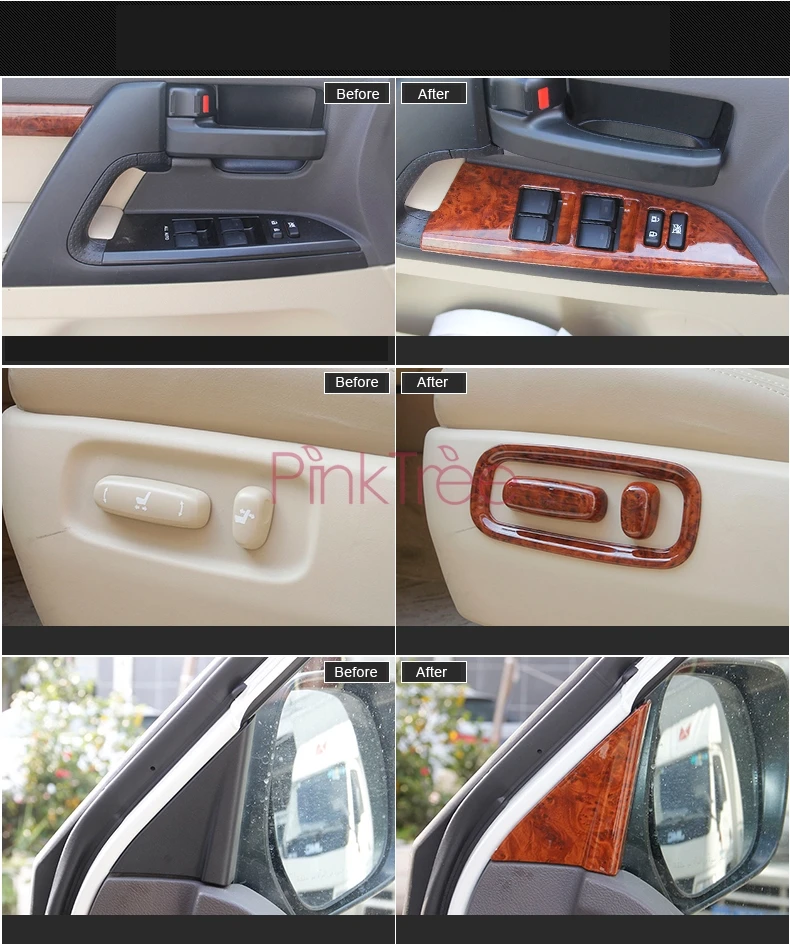 33 pieces For Toyota Land Cruiser 200 Interior Wooden Decoration Cover Door Panel Dashboard Trim Car Styling Accessory