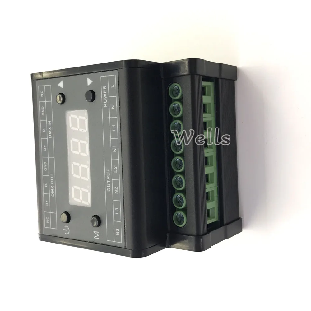 DMX302 led DMX triac dimmer brightness controller AC90V-240V Output 3channels 1A/CH High voltage led dimmer for led panel light