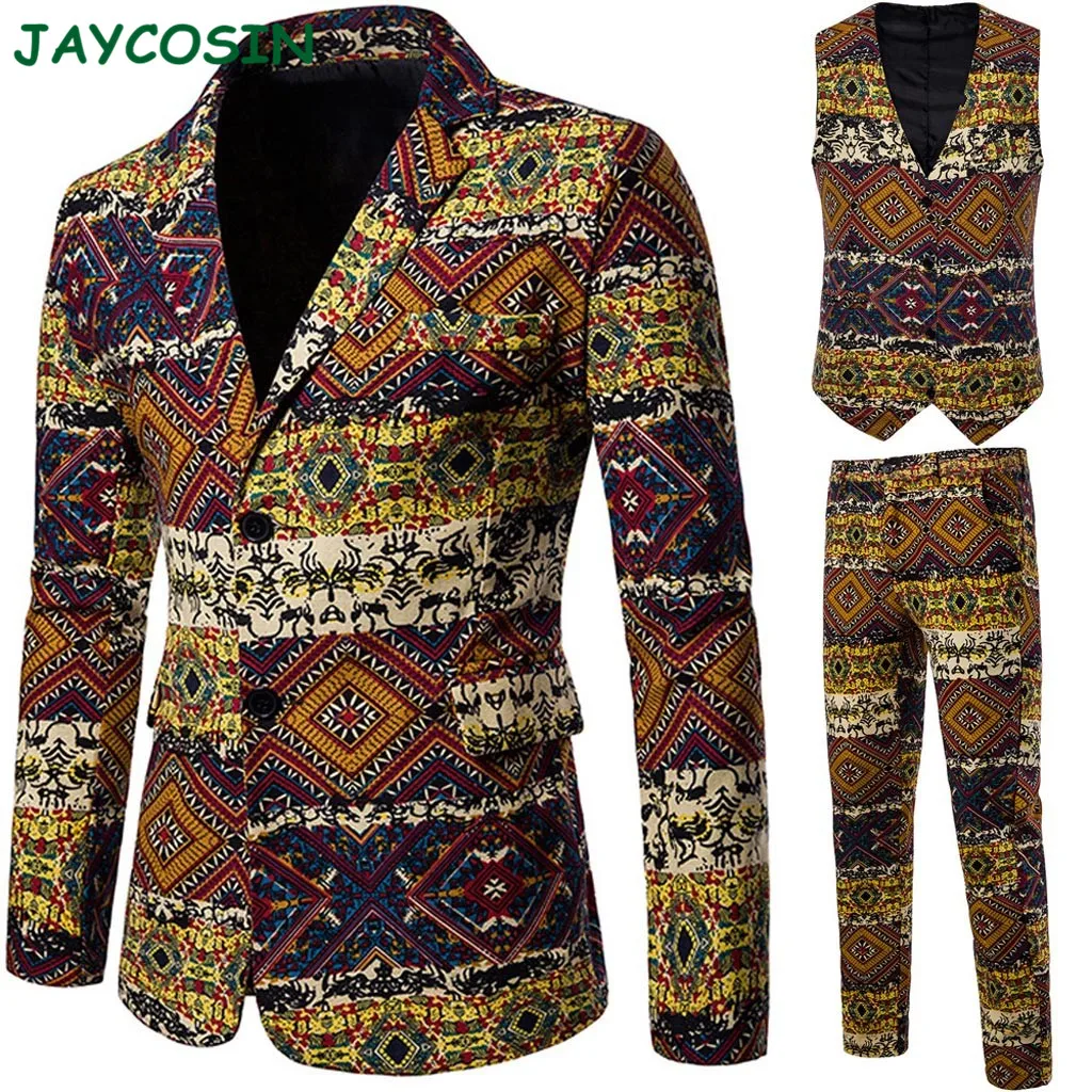 JAYCOSIN, мужская одежда, зимние костюмы из трех частей, Мужской Блейзер, Homme, винтажный этнический стиль, с длинным рукавом, мужские свадебные костюмы 1122