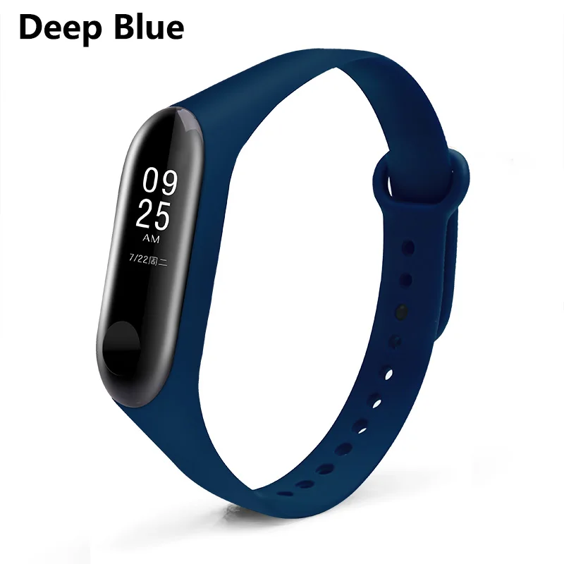 Ремешок для часов для Xiaomi mi 3 4 Силиконовый ремешок для часов Ремешок для часов браслет для mi Band 3 4 спортивный ремешок для mi 3 замена - Цвет ремешка: Deep Blue