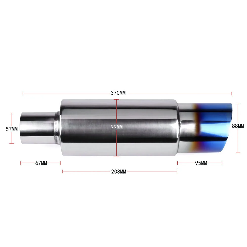 Hi Power Universal 304 Stainless Steel Exhaust Pipe Racing Muffler Exhaust Turbo Car Pipe RS-CR1002-NM motorcycle exhaust muffler