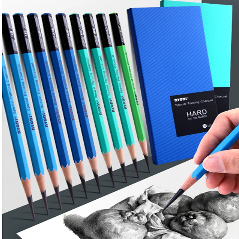 1 Set Of 8 Blue Sketching Pencils For Art Students, Charcoal Sketch Pencils,  Highlight Pencils, Soft Carbon Sketching Pencils