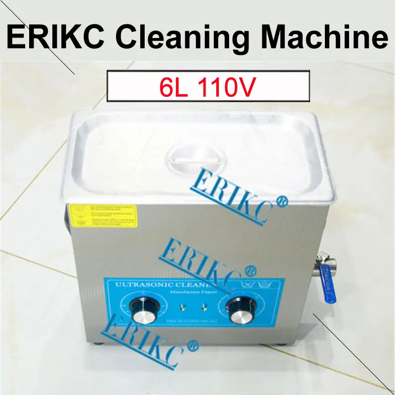 

ERIKC 6L 110V Ultrasonic Cleaner Bath For Cleanning Diesel Engine Injector Spare Parts E1024048 with Timer Temperature Setting