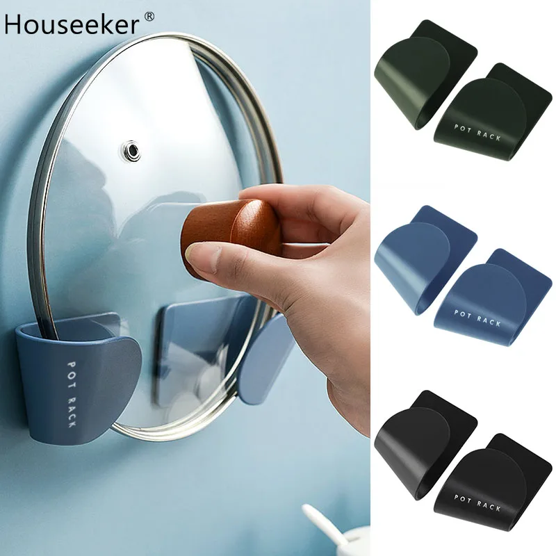 Lid-Holder Rack Pot-Cover Kitchen-Organizer Plastic Wall-Mounted for Pan 2pcs/Set