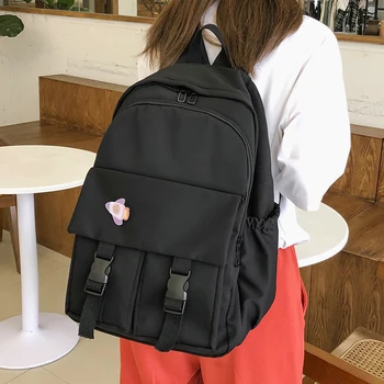 

Fashion Women Multi-Pocket Backpack Waterproof Nylon Women Backpack Solid Color School Bag Large Capacity Casual Travel Backbag