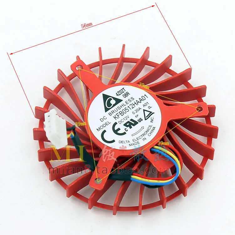 4 проводной охлаждающий вентилятор для сервера Delta Electronics KFB0512HAA01 DC 12 В 0 20 а диам.55