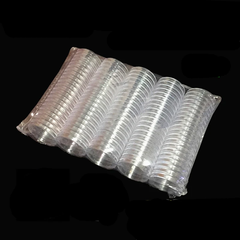 50 Pieces 15Sizes 18 20 25 30 32 40 45mm Clear Plastic Protector Capsules Containers Case For Token Coin Collection Holder Boxes