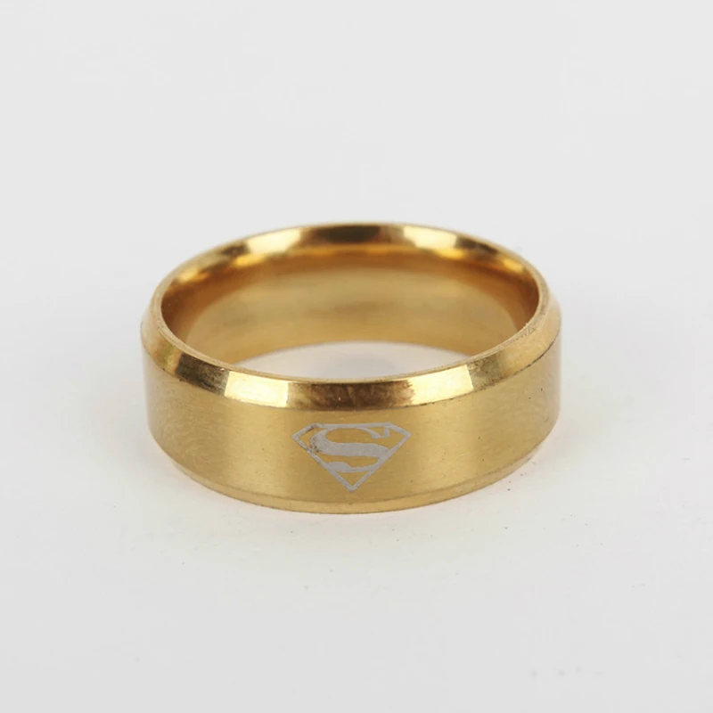 Бутик ювелирных изделий, золото, черное серебро, мужское кольцо, Женское кольцо Супермена, кольцо из нержавеющей стали