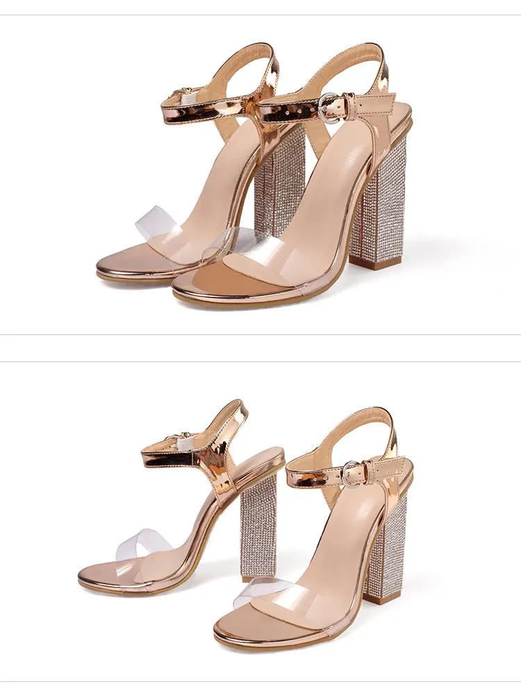 35-42 Oversized Sandals, women's thick Heels, single Shoes, high-heeled Sandals, solid color women's Sandals