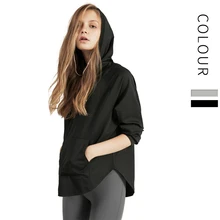 Женский свободный Быстросохнущий Спортивный свитер, осенняя одежда для фитнеса с длинными рукавами, блузка с капюшоном, женская спортивная куртка для йоги