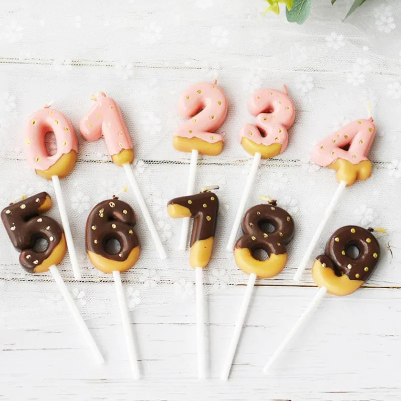 

1Pc Creative Chocolates Biscuits Birthday Number Candles 0-9 for Kids Adult Girls Boys Birthday Party Cookie Candles Cake Decor