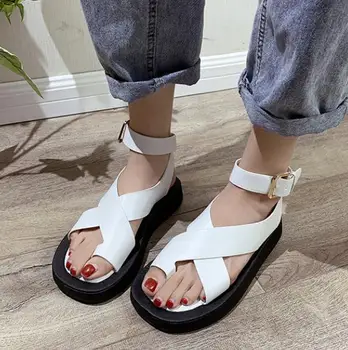 

Summer Luxury Sandals Clogs Wedge Buckle Strap Strappy Heels Female Shoe Cross All-Match Cross-shoes