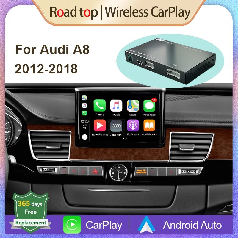 Wireless Apple CarPlay Android Auto Decoder for Audi A8 2012 2018, with