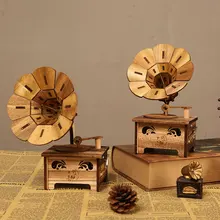 Европейский деревянный грамофон музыкальная шкатулка, музыкальная шкатулка, украшение дома, гостиной, винный шкаф, украшение для телевизора, творческие подарки
