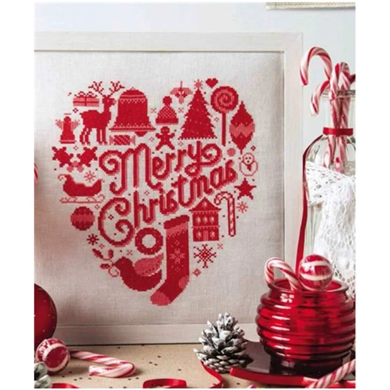 Пакет стежка с крестиком Merry Christmas 18ct 14ct 11ct жемчужная белая ткань DMC хлопковая